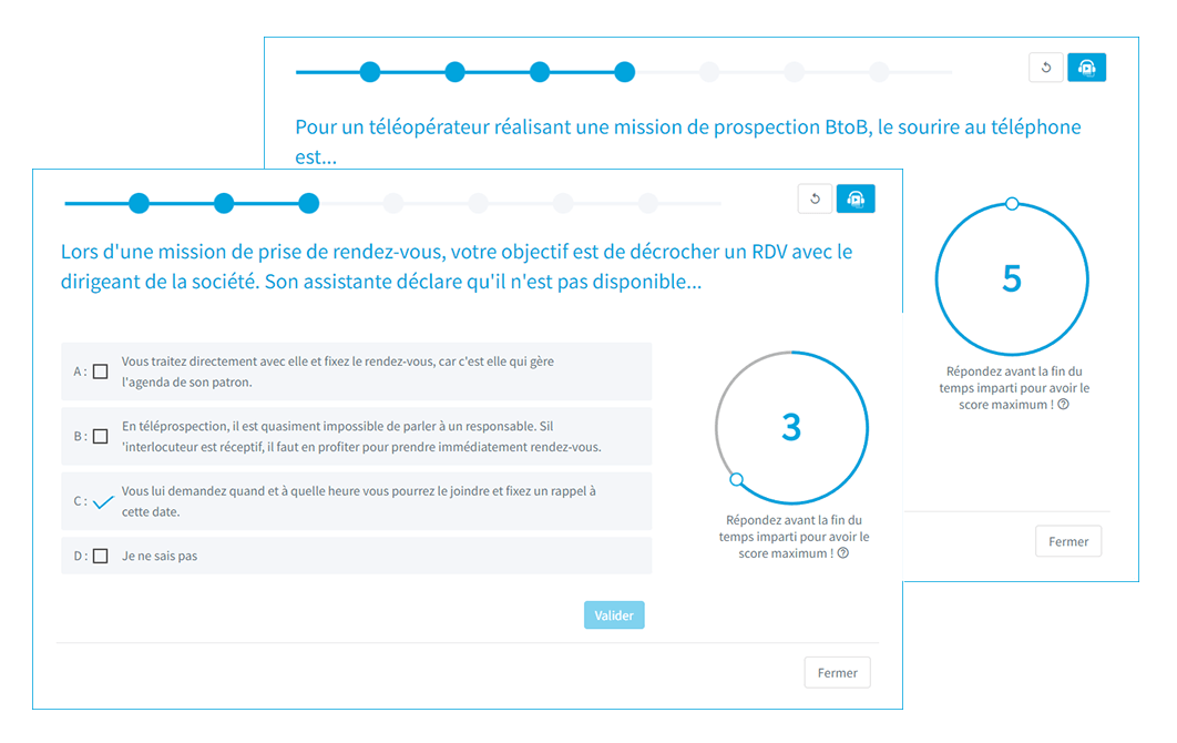 Exemple de questions posées dans le quiz